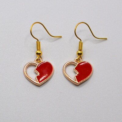 Red Heart with Cutout Earrings - image1